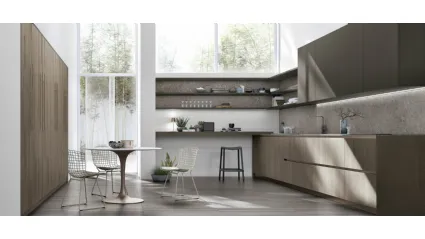 Cucina Moderna ad angolo Natural v05 in Rovere Grey di Stosa