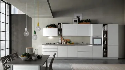 Cucina Moderna Delizia 01 Rovere Ghiaccio e Bianco Opaco di Net Cucine