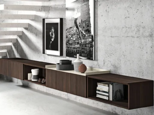 Mobile sospeso in materico rovere termotrattato BK08|2 di Cinquepuntozero