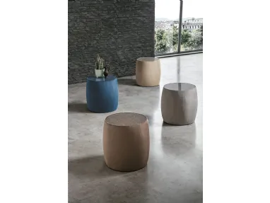 Tavolino Pouf Lepanto con top in vetro e rivestimento in tessuto di Target Point