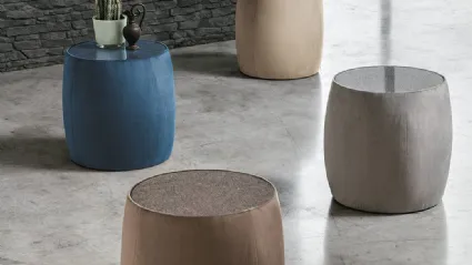 Tavolino Pouf Lepanto con top in vetro o tessuto, rivestito in microfibra effetto velluto di Target Point