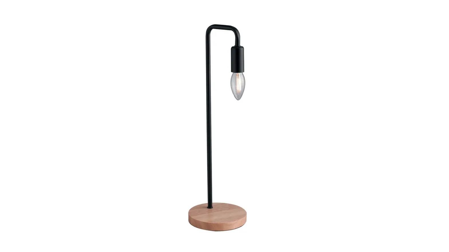 Lampada da tavolo Sushi Nero in metallo con base in legno dallo stile minimale di F_A_N_ Europe