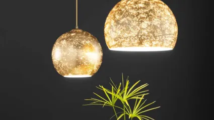 Lampada a sospensione Vanity in vetro con decoro foglia oro di FAN Europe