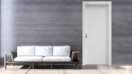 Porta per interni Artwork Astratta in legno laccato bianco di Nusco