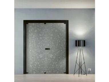 Porta per interni Alaska 3260 in vetro satinato sabbbiato con cornice in Rovere laccato di BiHome