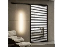 Porta per interni in vetro con profili in alluminio Dakota Antracite scorrevole con binario a parete di BiHome