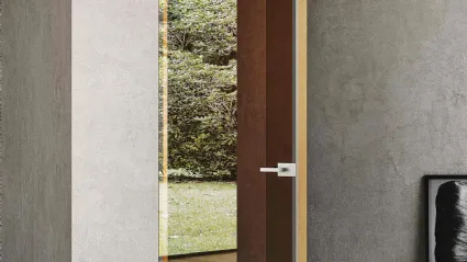 Porta per interni Filomuro Crystal Argento in vetro Reflex Bronzo e alluminio di BiHome