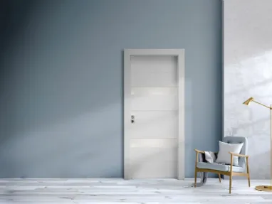 Porta per interni Fashion Favolosa in legno laccato bianco con inserti in vetro di Nusco