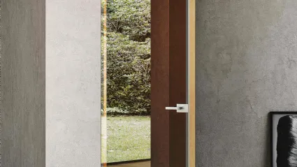 Porta per interni Filomuro Crystal Argento in vetro Reflex Bronzo di BiHome