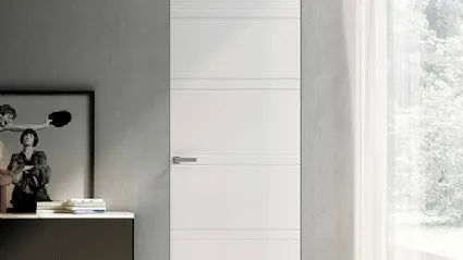 Porta per interni battente Filomuro Pantoincisa BP 1036 in laccato opaco Bianco di BiHome
