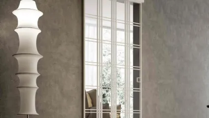Porta per interni scorrevole esterno muro Glass Bianco Oregon in Vetro con profilo in alluminio di BiHome