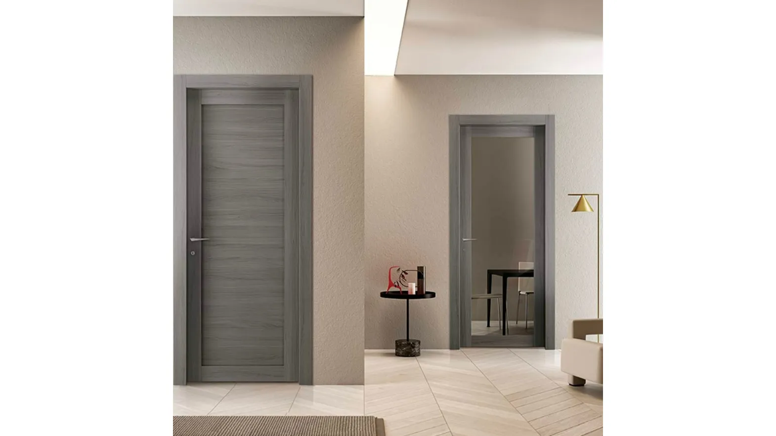 Porta per interni Grafite battente in laminato 301P e 301V in laminato e vetro di BiHome