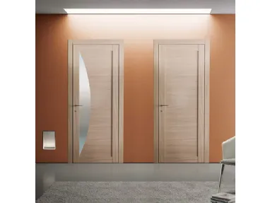 Porta per interni Grafite 334 in laminato con inserto in vetro e 301P in laminato Grano di BiHome