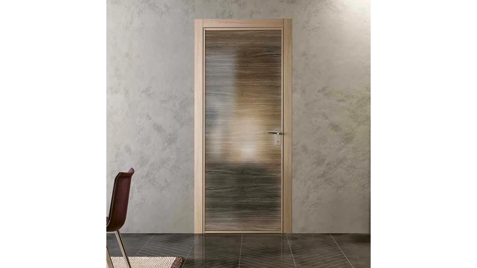 Porta per interni battente Grafite Glass Grano in vetro e laminato di BiHome