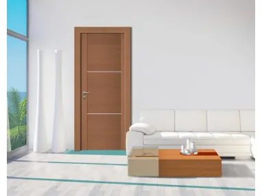 Porta per interni Ideal 11 in legno con inserti in alluminio di Nusco