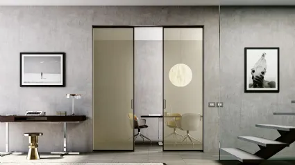 Porta per interni scorrevole in vetro e alluminio Inside Unik Filomuro Antracite di BiHome