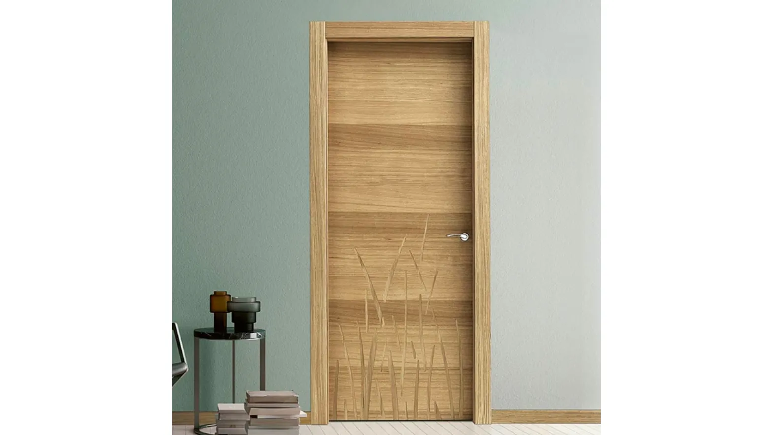 Porta per interni in legno Intalya Grass Rovere Olio Naturale con anta battente di BiHome