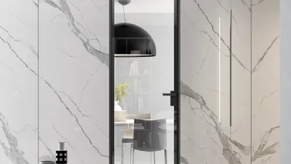 Porta per interni battente in vetro e alluminio Light Crystal BI Antracite di BiHome