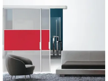 Porta per interni Luxdoor Slidy in vetro e laccato con profili in alluminio di Nusco