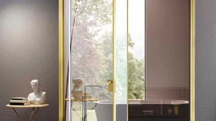 Porta per interni battente in vetro e alluminio Mini Tall Glass Gold di BiHome
