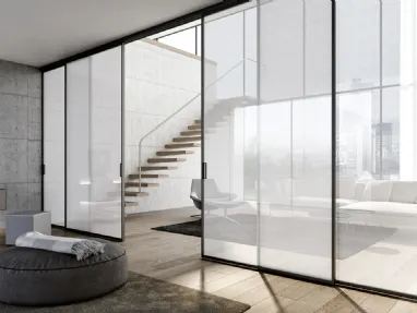 Porta scorrevole in vetro Plana Lino Naturale di BiHome