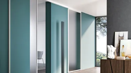 Porta per interni scorrevole esterno muro in vetro e alluminio Plana System Easy Bianco di BiHome