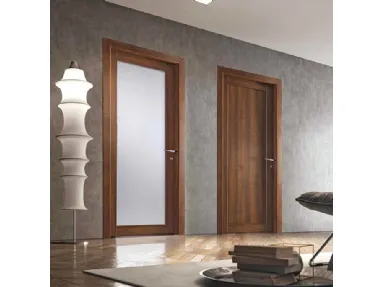 Porta per interni battente Trame 201V in laminato e vetro e 201P in laminato Noce Nazionale di BiHome