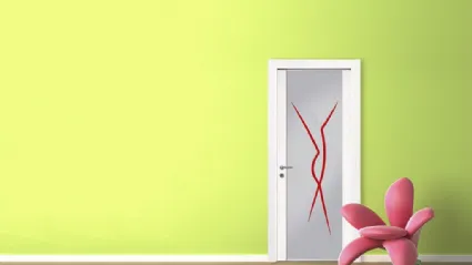 Porta per interni Vetri Decorati Diana01 con cornice in legno laccato di Nusco