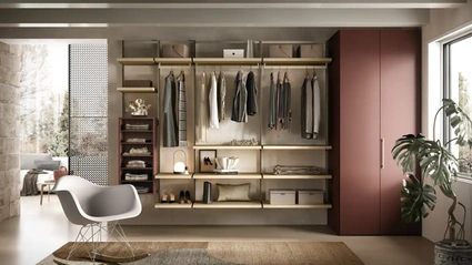 Cabina armadio Orion O424 in laccato opaco e rovere miele di Moretti Compact Giorno Notte