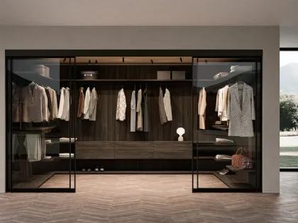 Cabina Armadio Wall System finitura Rovere Carbone di Cinquepuntozero