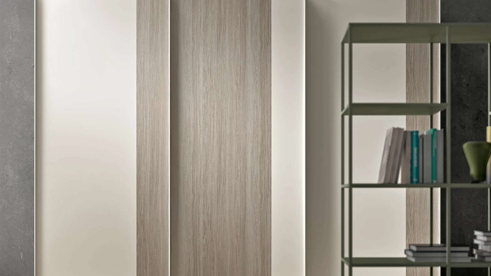 Armadio con ante scorrevoli bicolore in laccato e melaminico Slim di Clever