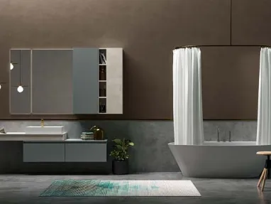 Mobile da Bagno sospeso in laccato carta da zucchero e top in laccato effetto resina 45 01 di Birex