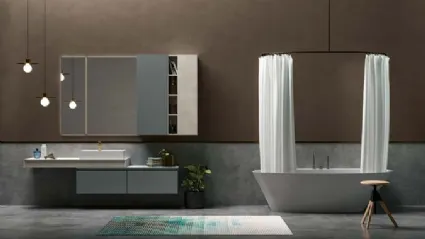 Mobile da Bagno sospeso in laccato carta da zucchero e top in laccato effetto resina 45 01 di Birex