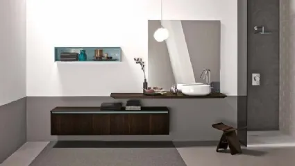 Mobile da Bagno sospeso in rovere termotrattato e laccato lucido 45 05 di Birex