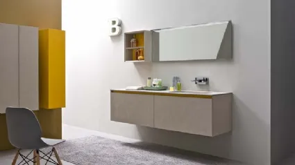 Mobile da Bagno sospeso in melaminico con piano in marmo minerale opaco 45 07 di Birex