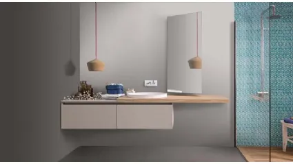 Mobile da Bagno sospeso in melaminico con top in rovere 45 10 di Birex