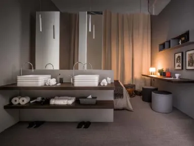 Mobile da Bagno sospeso in rovere termotrattato e laccato opaco 45 14 di Birex