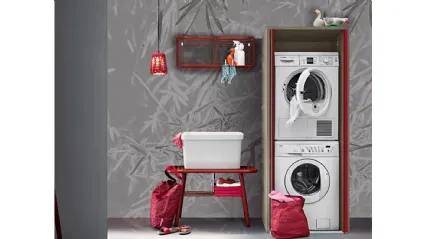 Mobile da Bagno in melaminico e laccato rosso Acqua e Sapone Lavanderia 01 di Birex