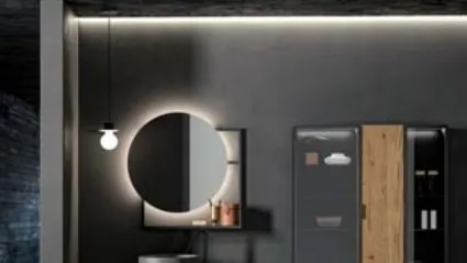 Mobile da Bagno a terra  in rovere e alluminio Sidero 09 di Birex