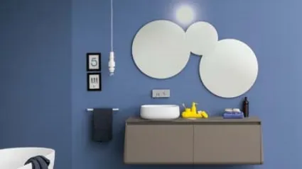 Mobile sospeso da bagno in laccato opaco con top in vetro laccato lucido Campus 03 di Birex