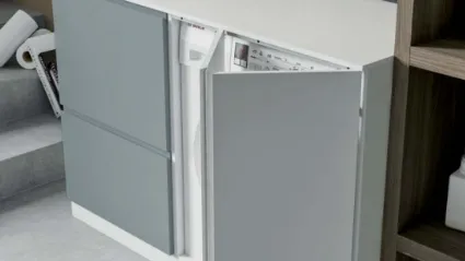 Mobile da Lavanderia in laccato opaco carta da zucchero e bianco Idrobox 01 di Birex