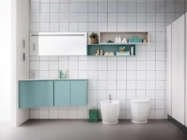 Mobile da bagno sospeso ad angolo in laccato opaco Lapis 07 di Birex