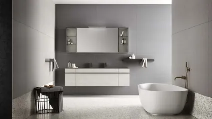 Mobile da Bagno sospeso in laccato effetto resina e top in alluminio Sidero 10 di Birex