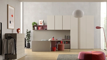 Cameretta lineare a ponte in dekor Avana e Canapa Start P17 di Clever