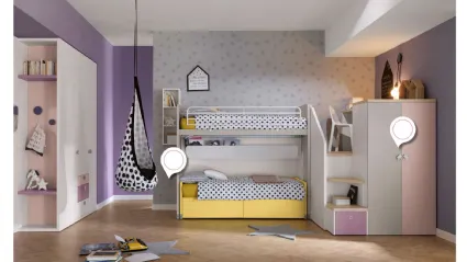 Cameretta con scrivania nella parte superiore e cabina armadio in quella inferiore Alpha Letto a Soppalco G040 di Doimo Cityline