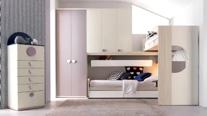 Cameretta angolare in melaminico Alpha Letto a Soppalco E040 di Doimo Cityline