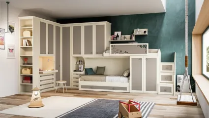 Cameretta a soppalco in nobilitato finitura poro frassinato Old CM254 di Giessegi