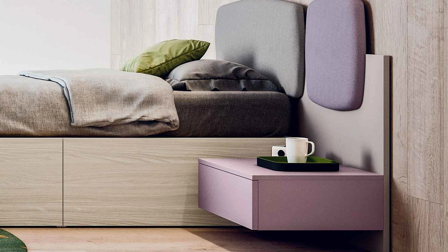 Comodino Box sospeso in laccato opaco di Clever