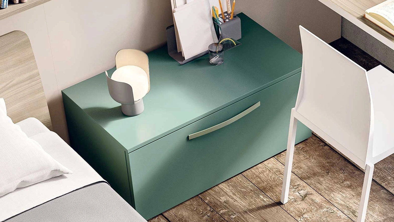 Comodino Box terra alto in laccato opaco di Clever