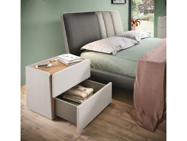 Comodino Sipario Rovere Bianco e Rovere Miele finitura interna cassetti similpelle di Corso 11